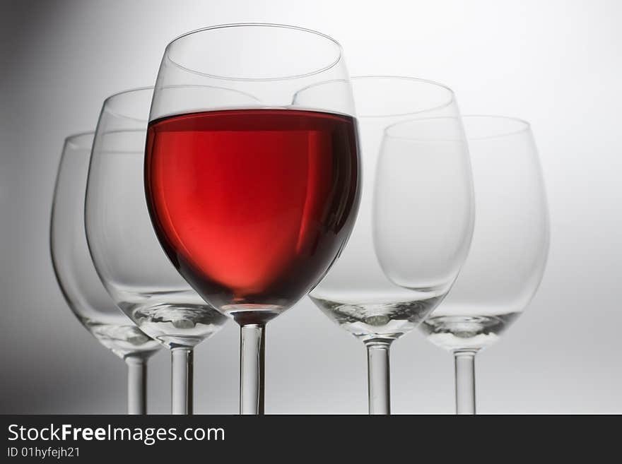 Five wine glasses