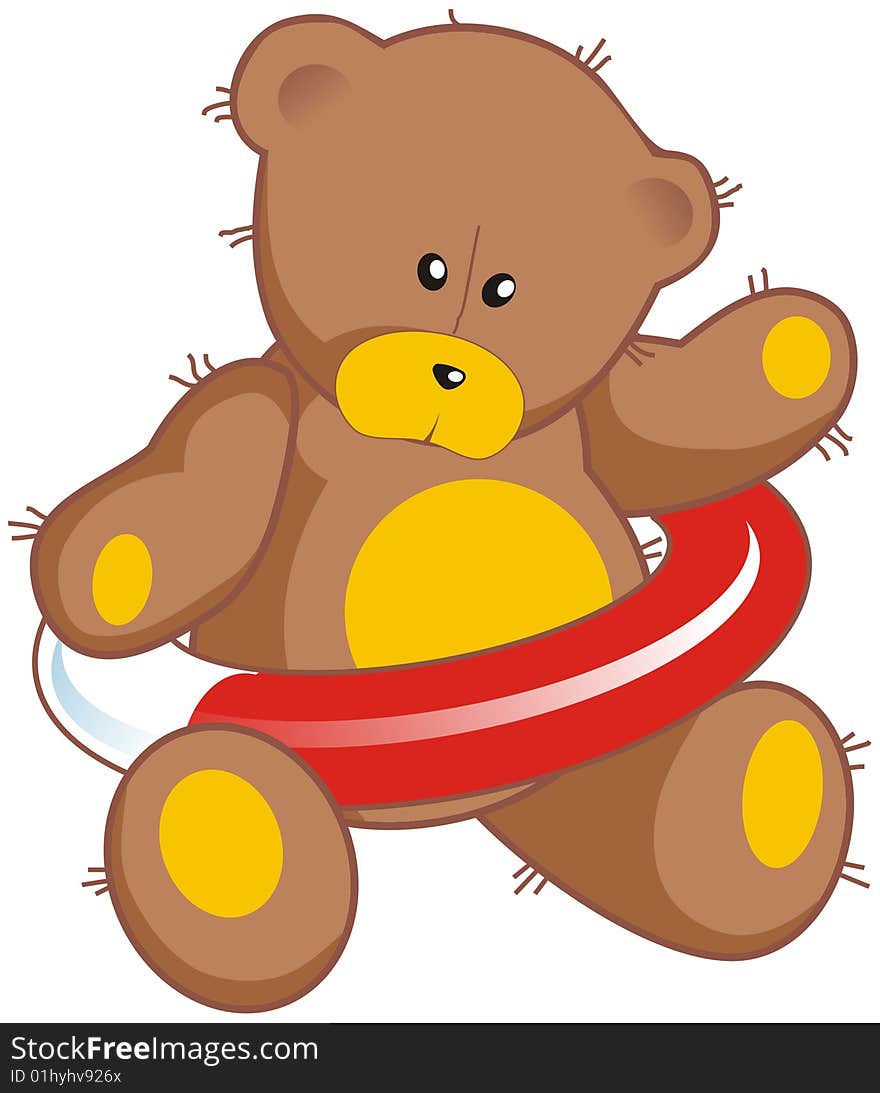 Vector illustration of a teddy bear with life buoy