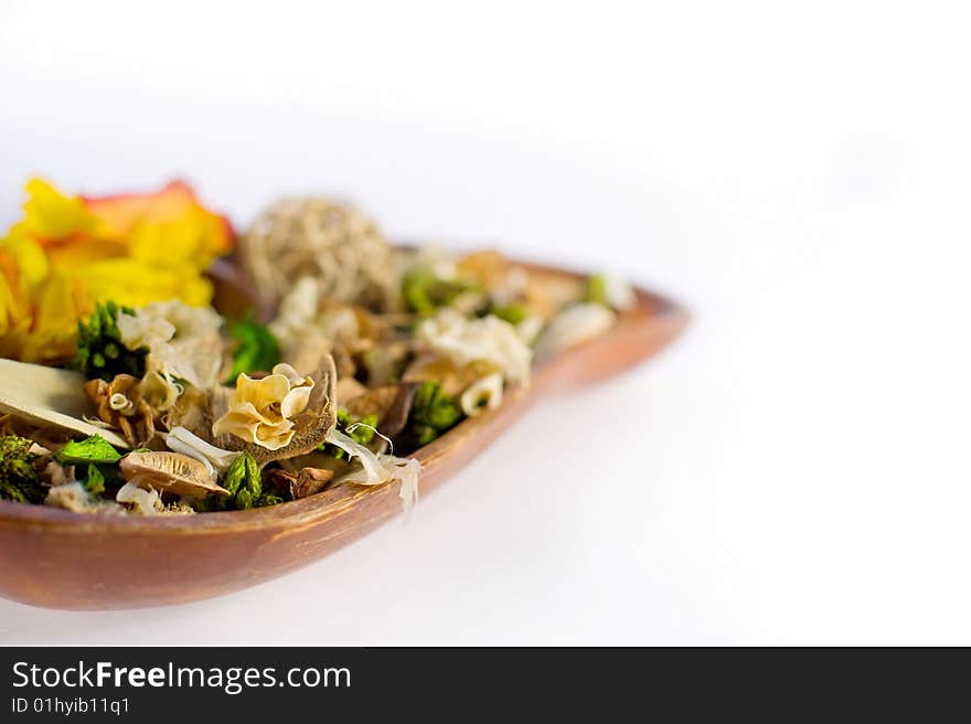 Aromatic dry herbs isolated on white