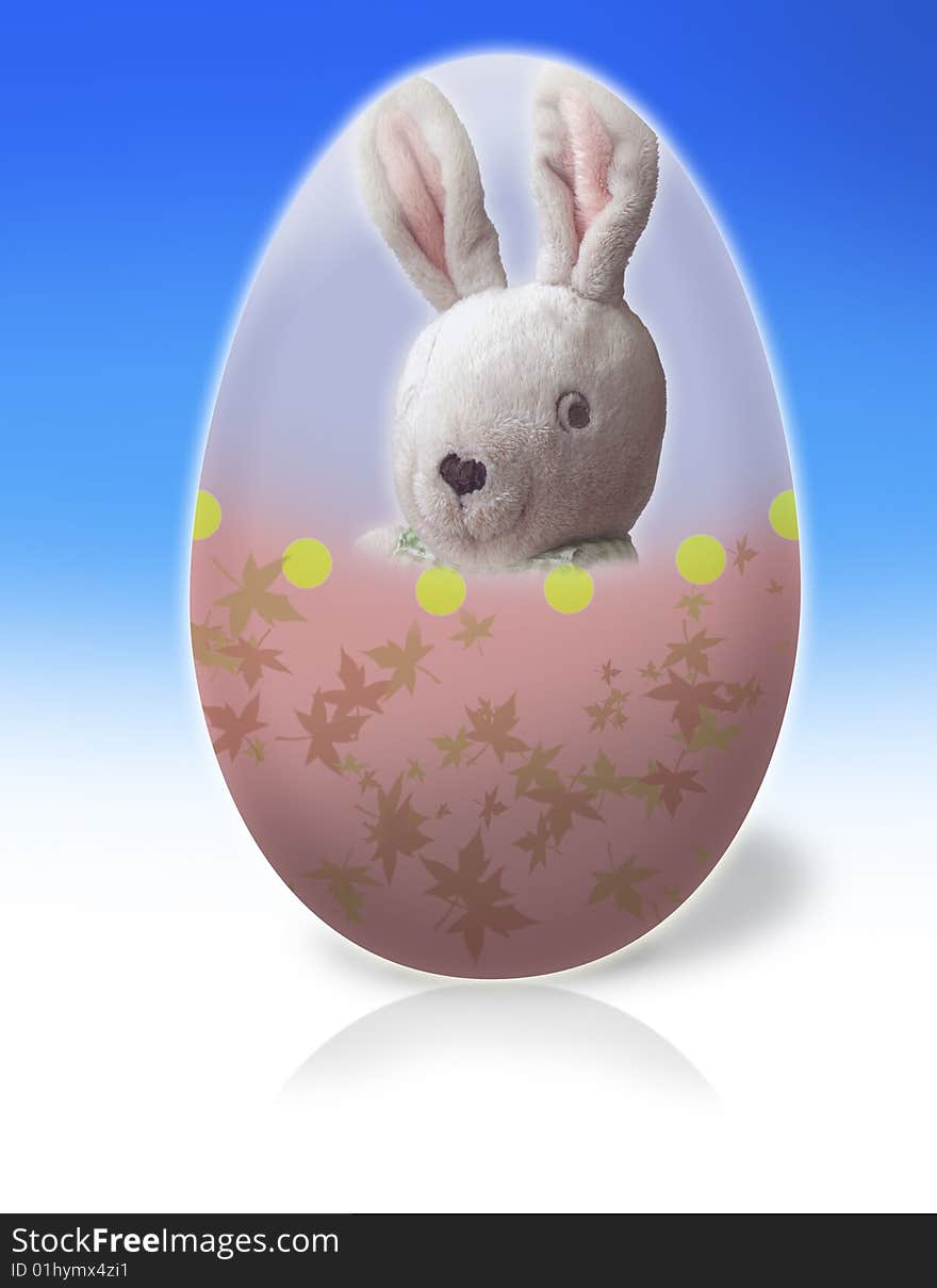 Colorful decorated Easter egg with a cute Bunny. Colorful decorated Easter egg with a cute Bunny