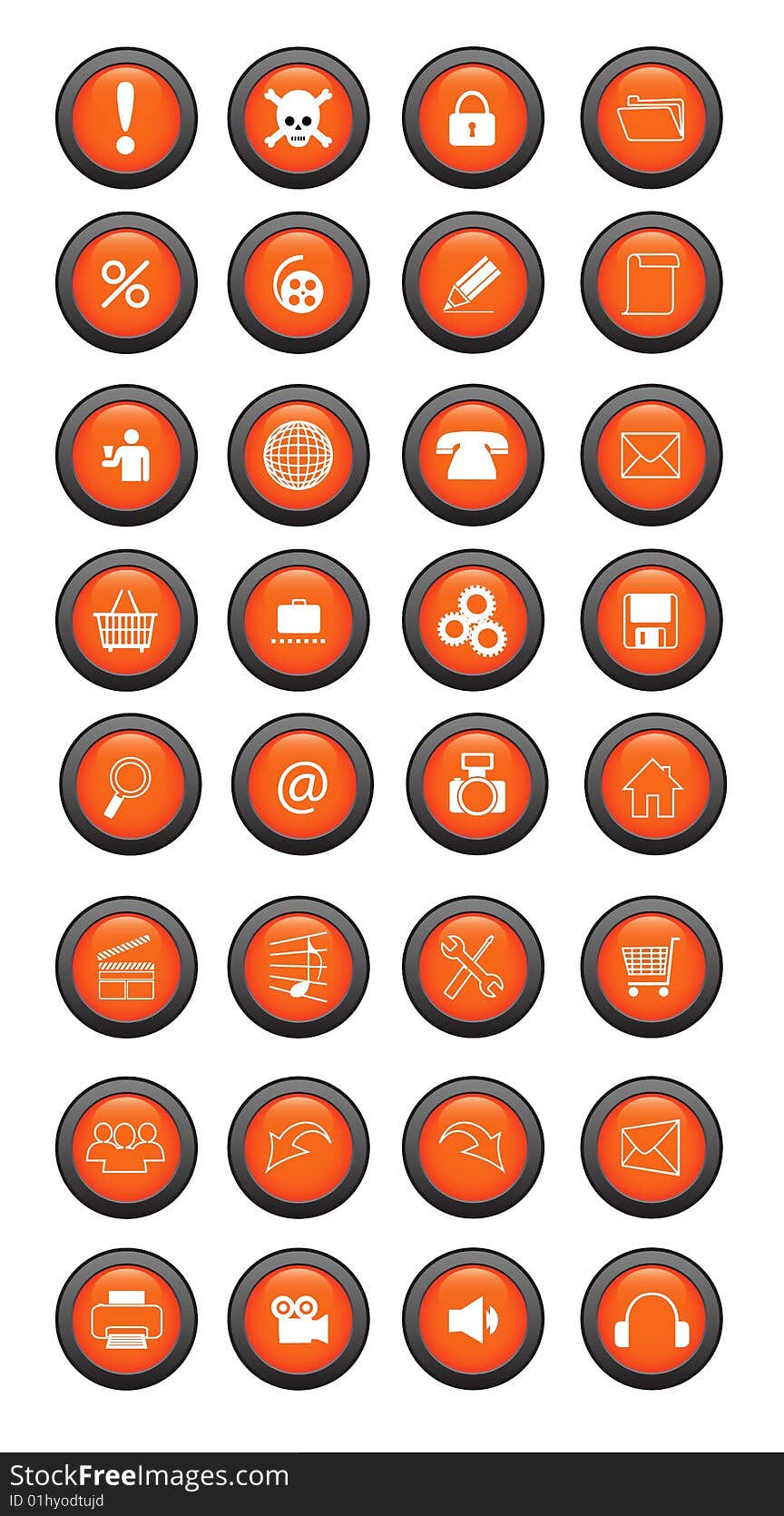 Button orange color white background