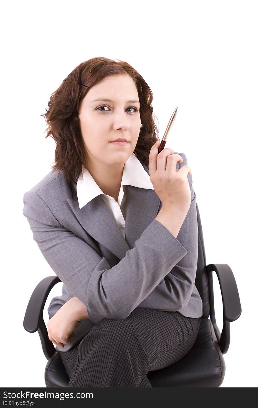 Business woman on a white background