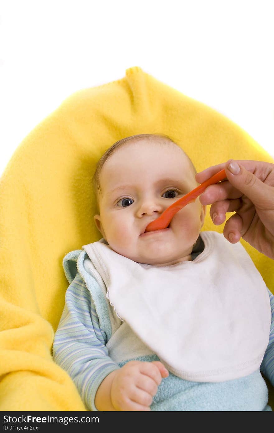 Eating baby on a white background