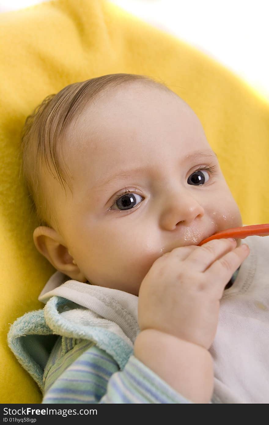 Eating baby on a white background