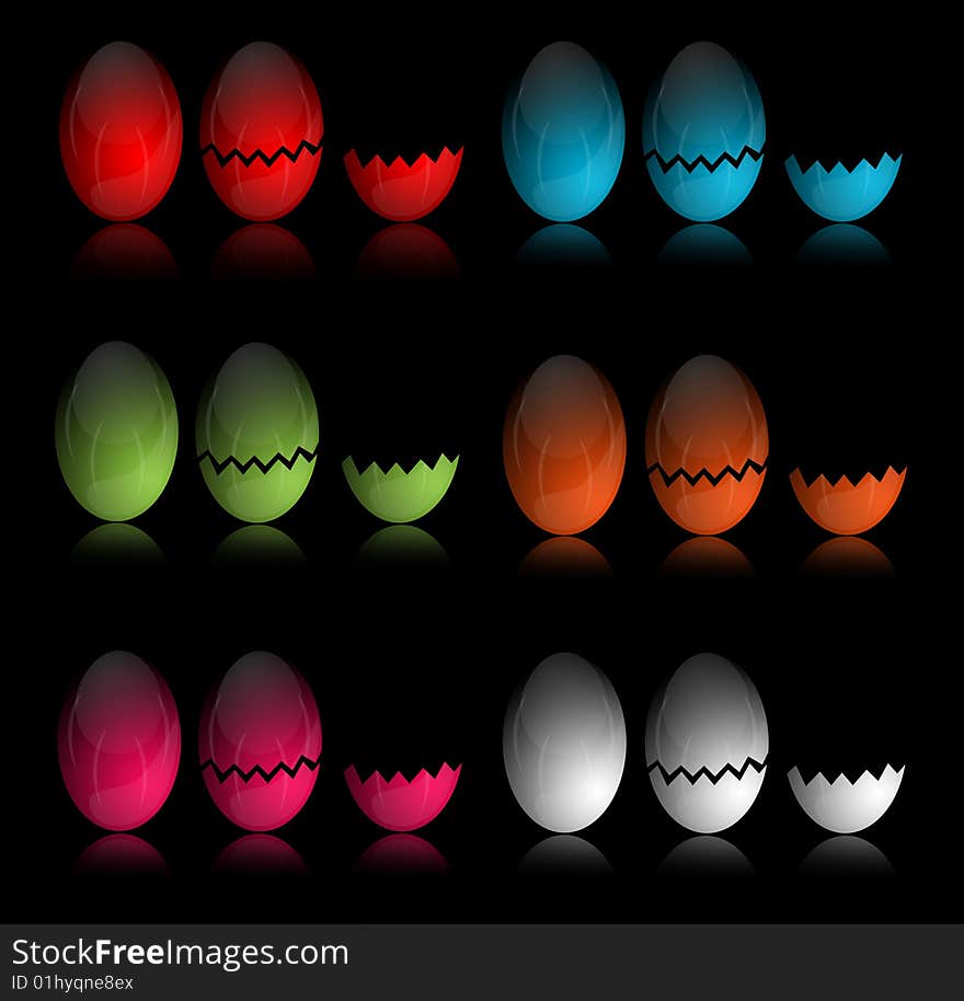Illustration of easter eggs in different colors. Illustration of easter eggs in different colors
