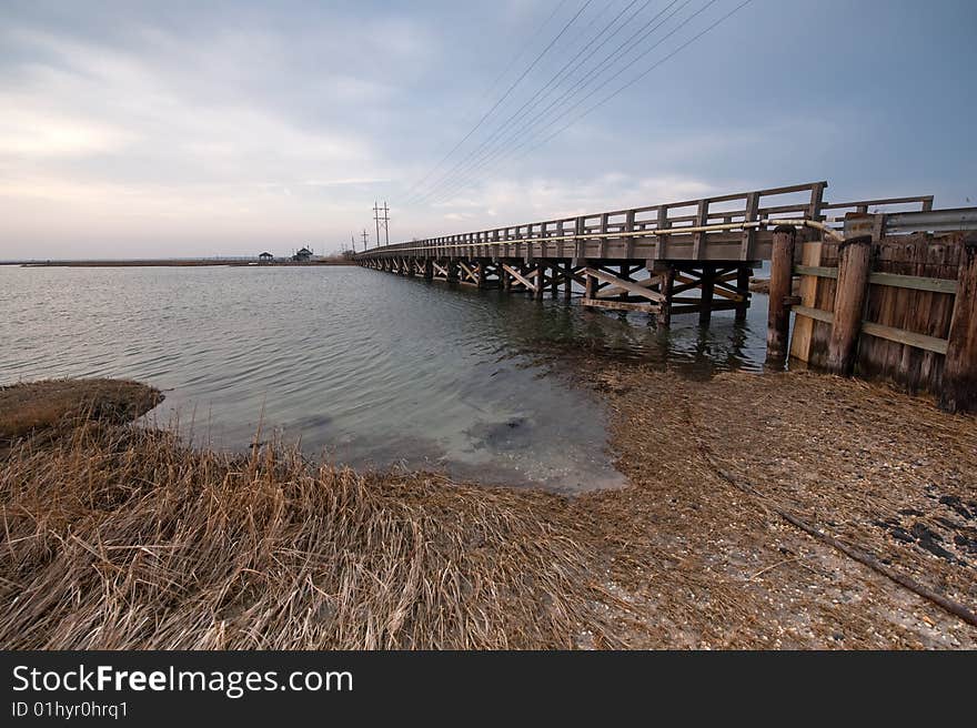 Wooden bridge on Great Bay Blvd, South Jersey