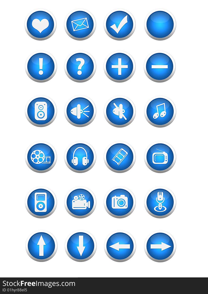 Blue Web And Multimedia Buttons