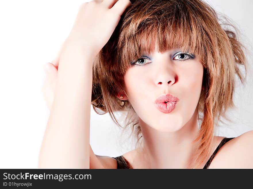 Studio portrait of a young cute teenager. Studio portrait of a young cute teenager