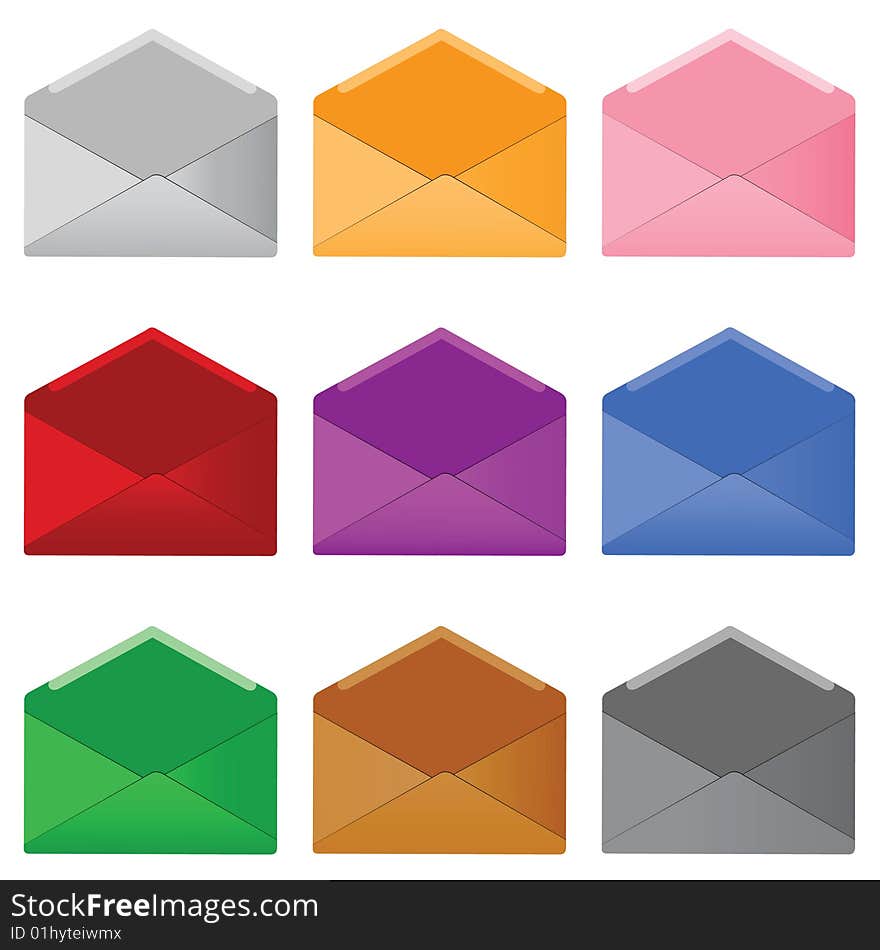 Vector illustration collection of colored mails