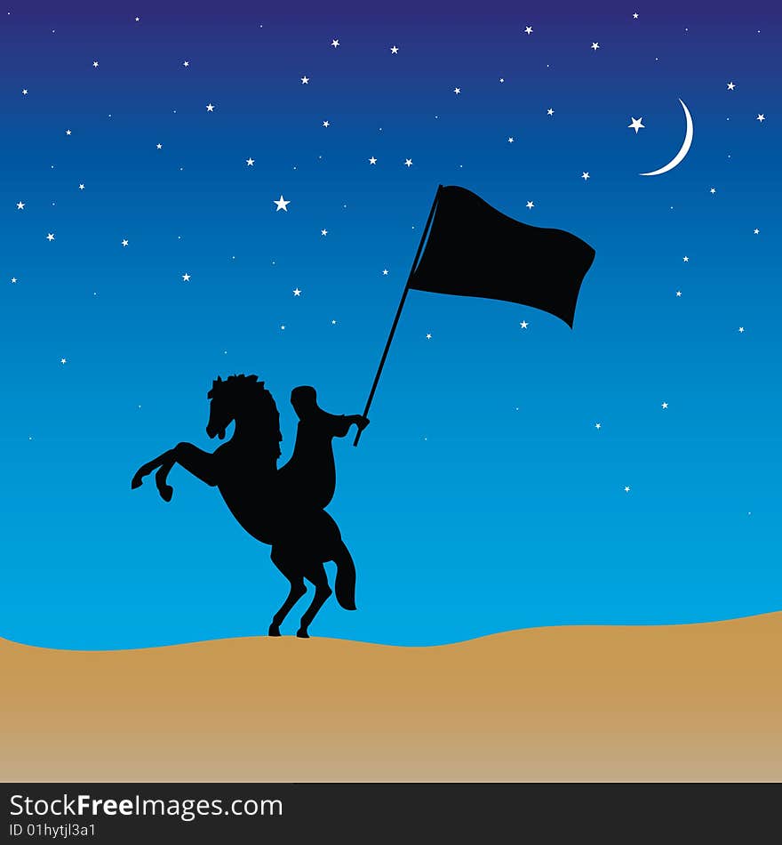 Vector illustration of a man holding a flag. Vector illustration of a man holding a flag