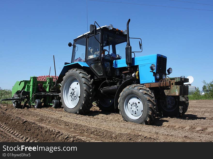 Combine in the field during sowing.