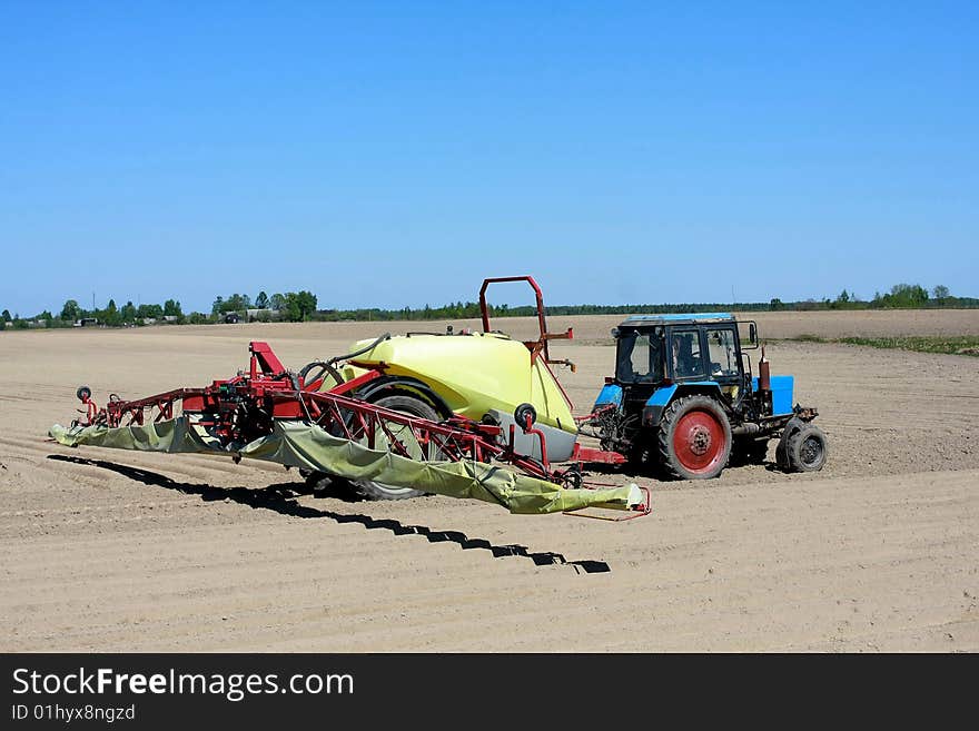 Combine in the field during sowing.