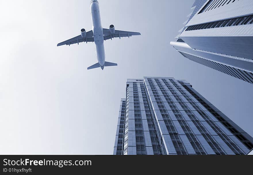 Airplane and the modern building