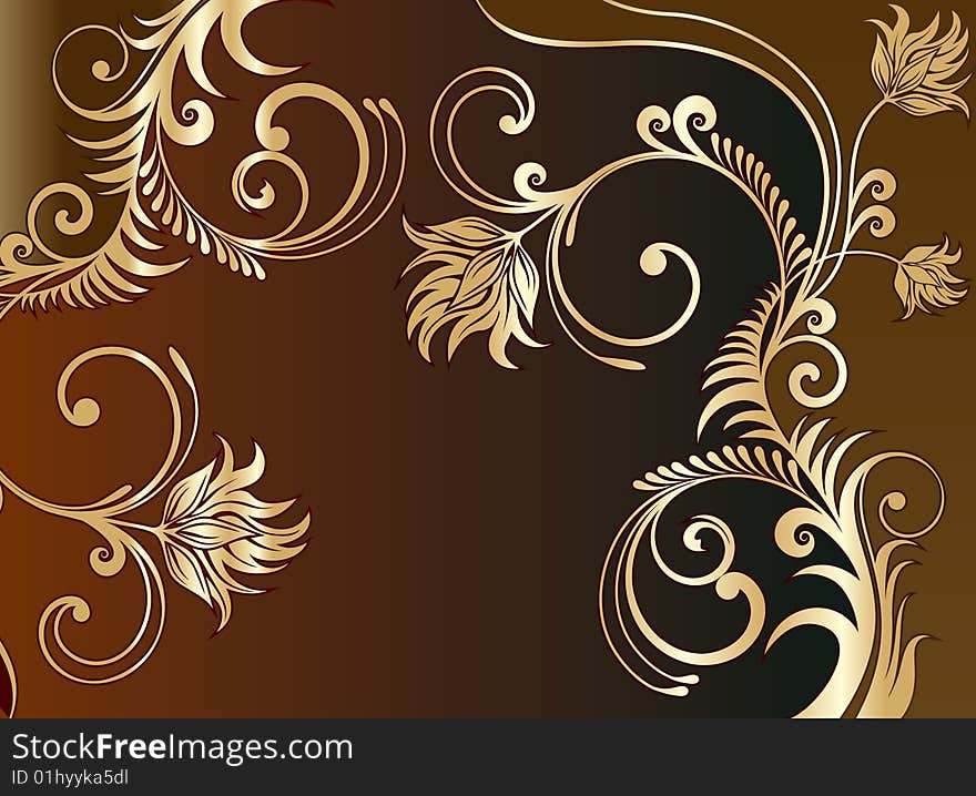 Floral background, beautiful  floral, golden floral