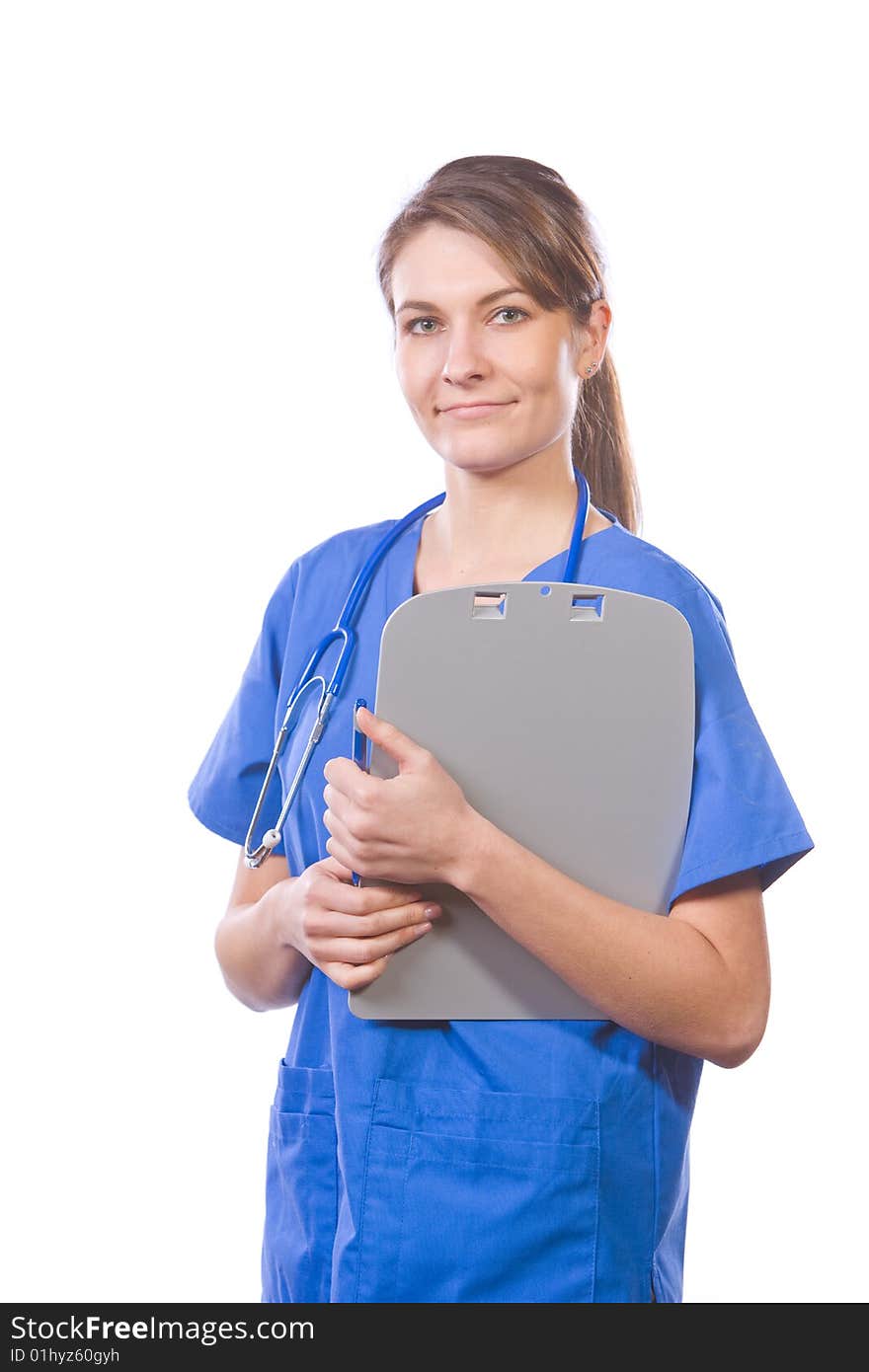 Woman doctor portrait isolated