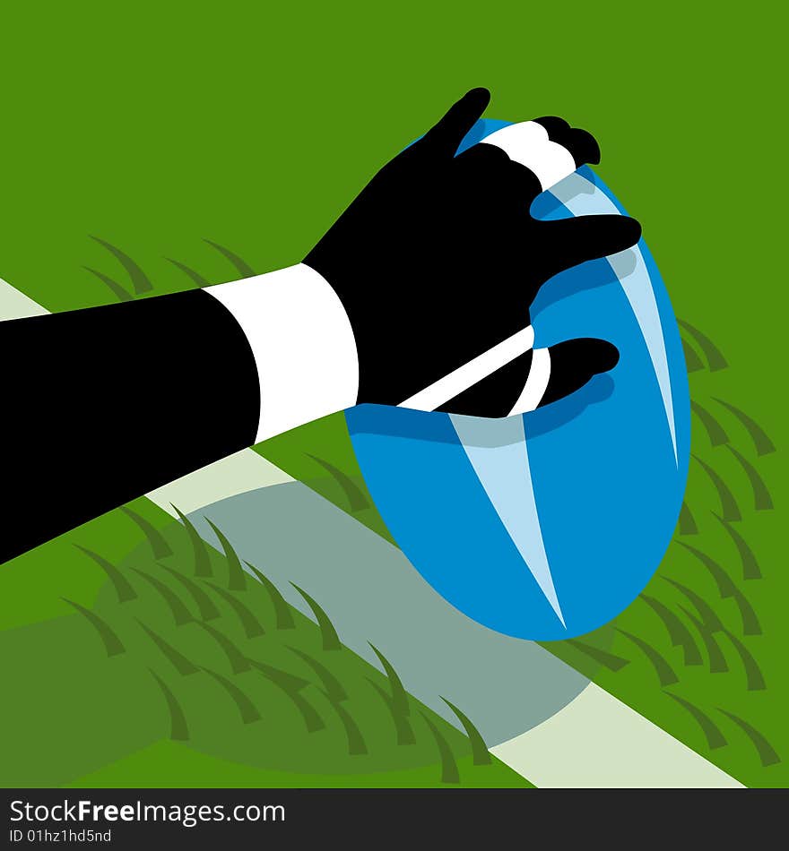 Vector illustration on the sport of rugby retro style, showing a player's hand touchdown ball. Vector illustration on the sport of rugby retro style, showing a player's hand touchdown ball