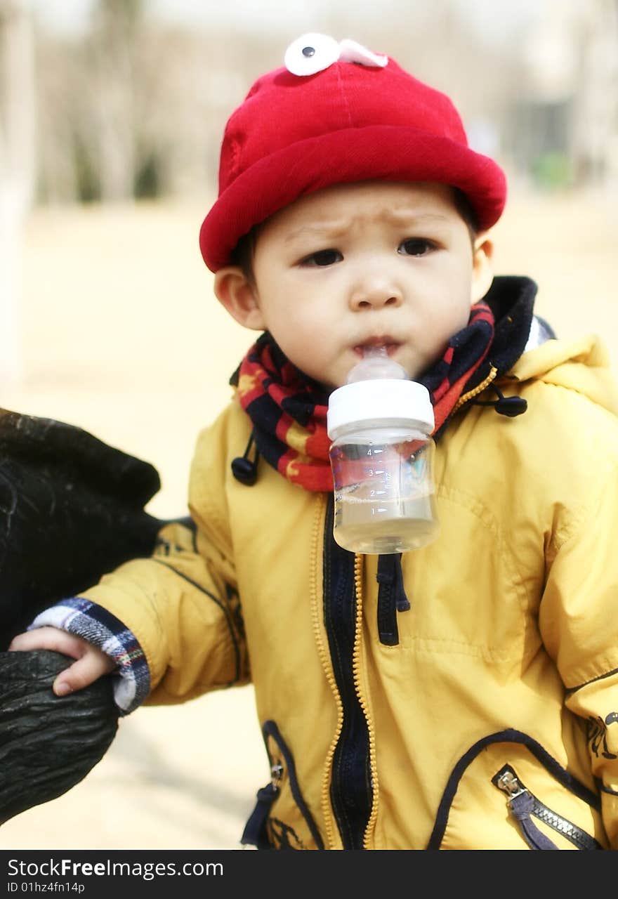 2 years old boy drinking. 2 years old boy drinking