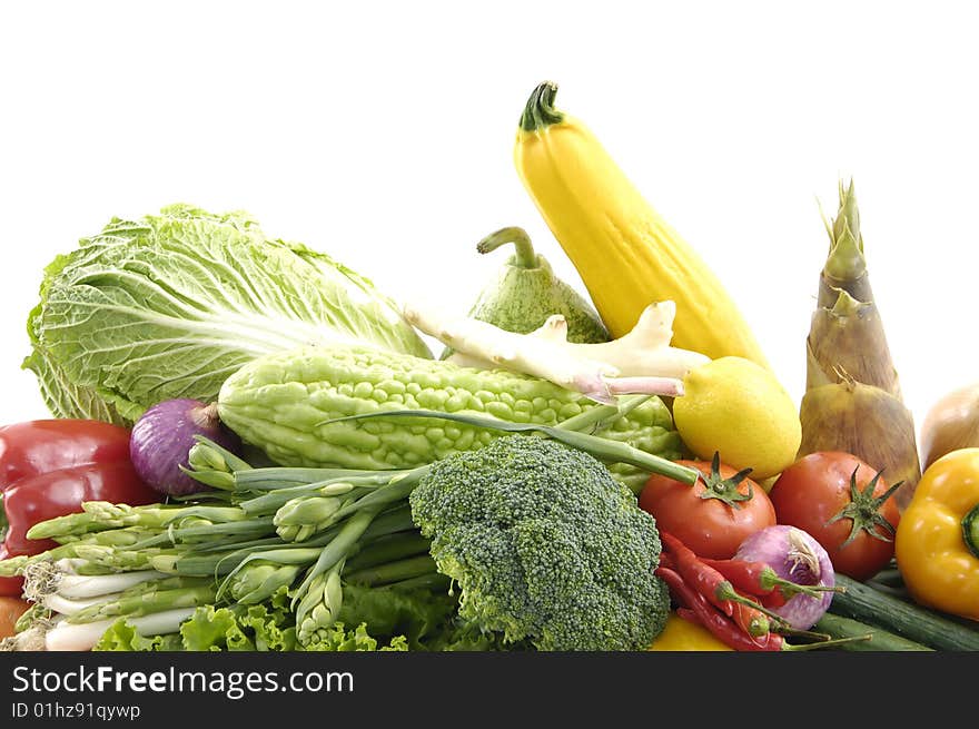 Fresh vegetables on white background