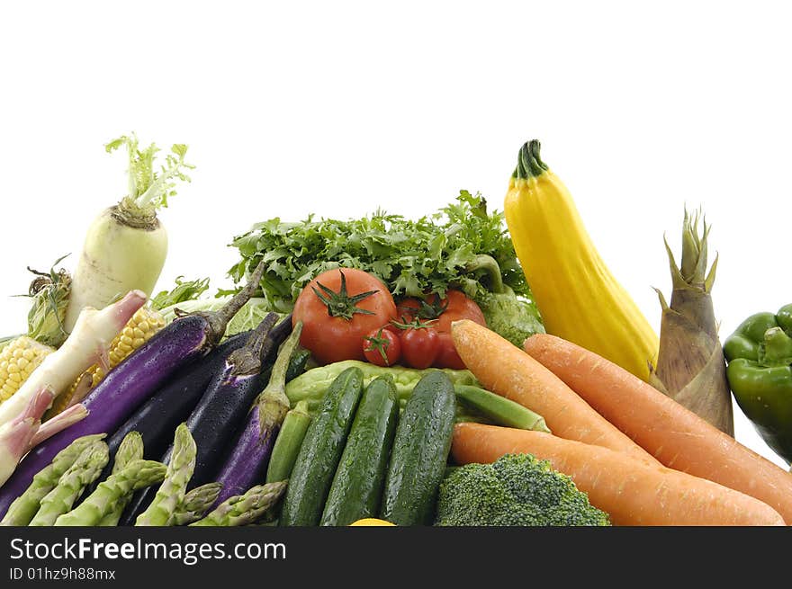 Fresh vegetables on white background