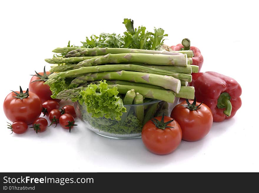 Fresh vegetables on white background