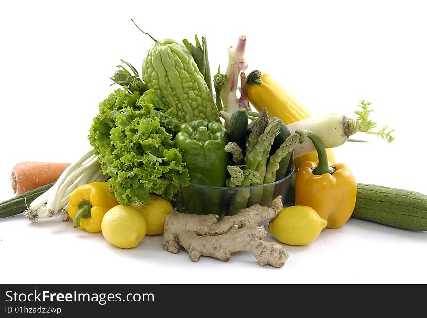 Fresh vegetables on white background