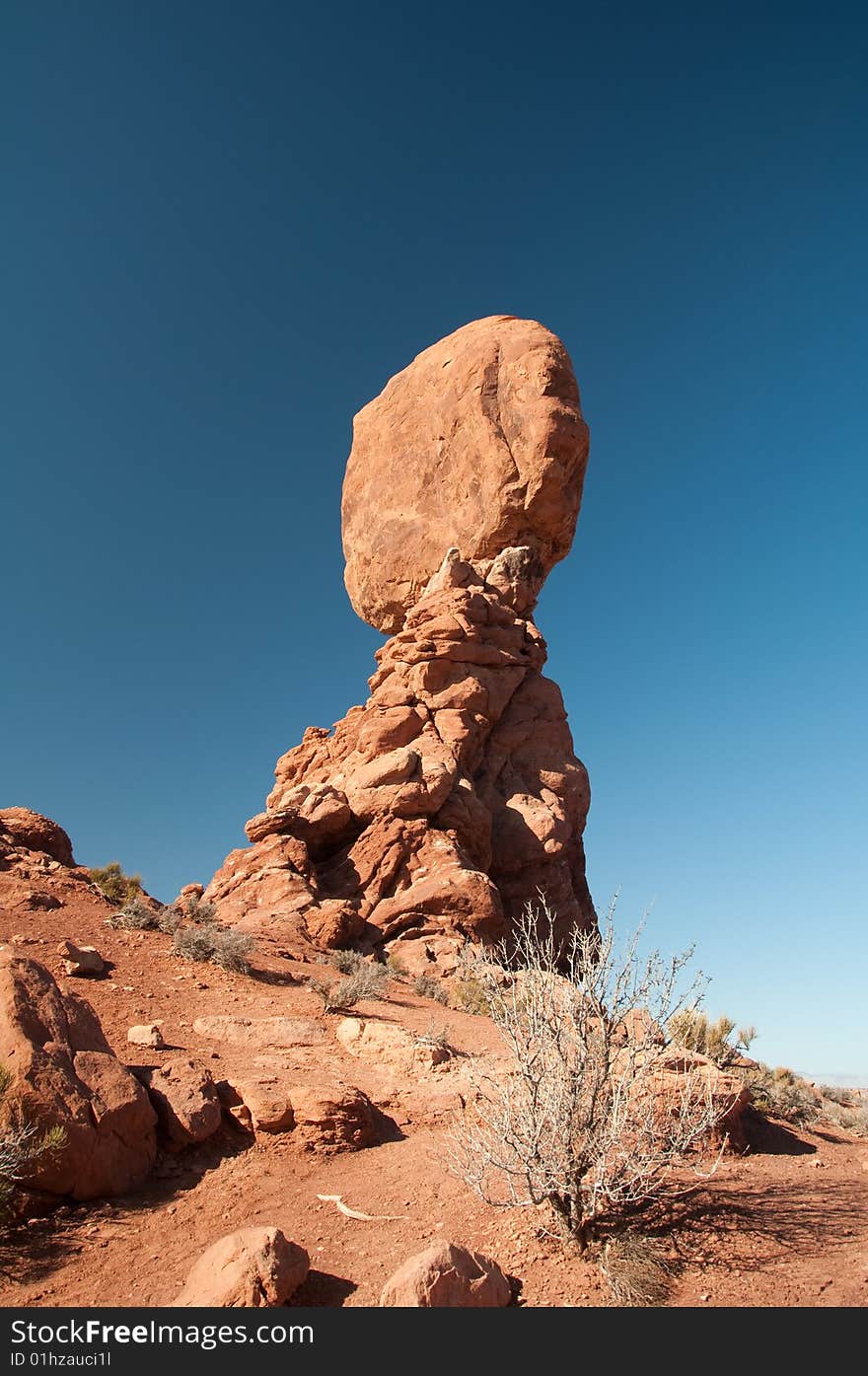 Rock erosion in the desert under blue sky. Rock erosion in the desert under blue sky