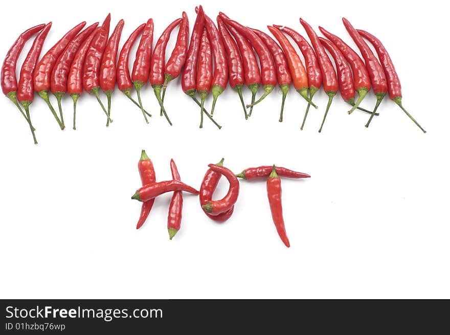 Hot red chili peppers, isolated on white background