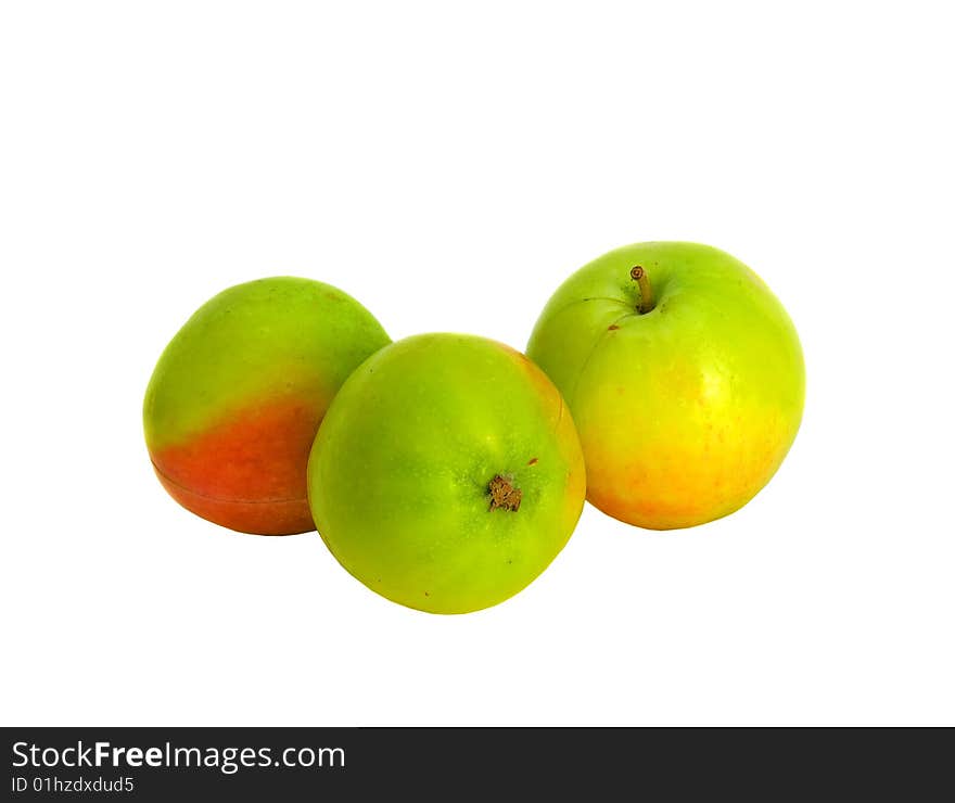 Three apples isolated over white background