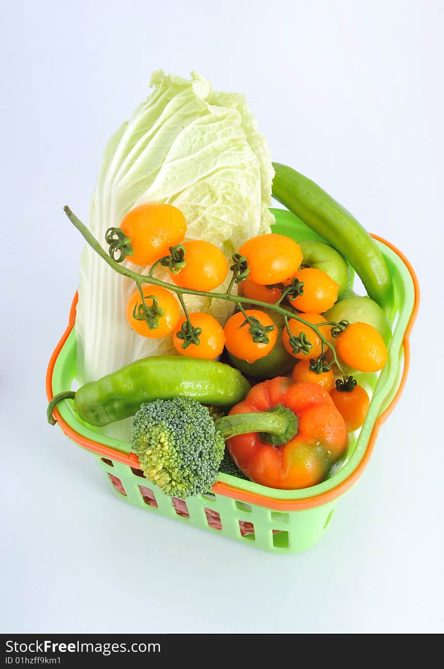 Basket full of fresh produce. Basket full of fresh produce