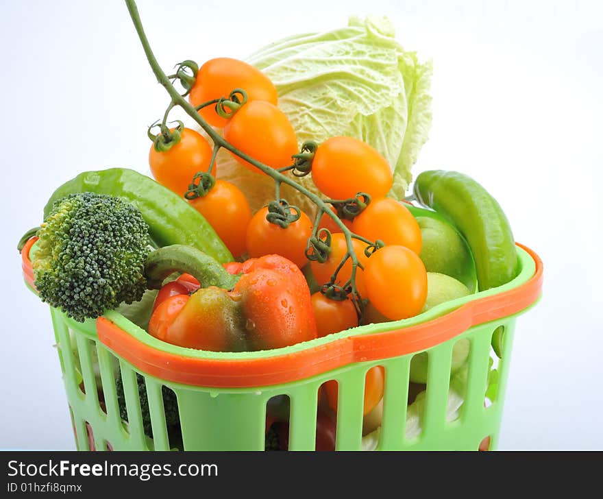 Basket full of fresh produce. Basket full of fresh produce