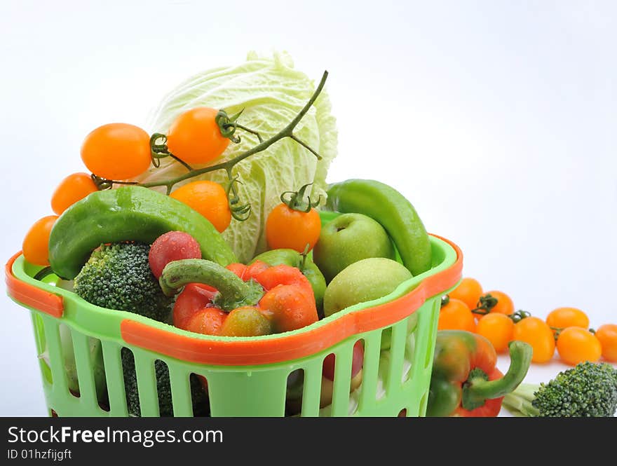 Basket full of fresh produce. Basket full of fresh produce