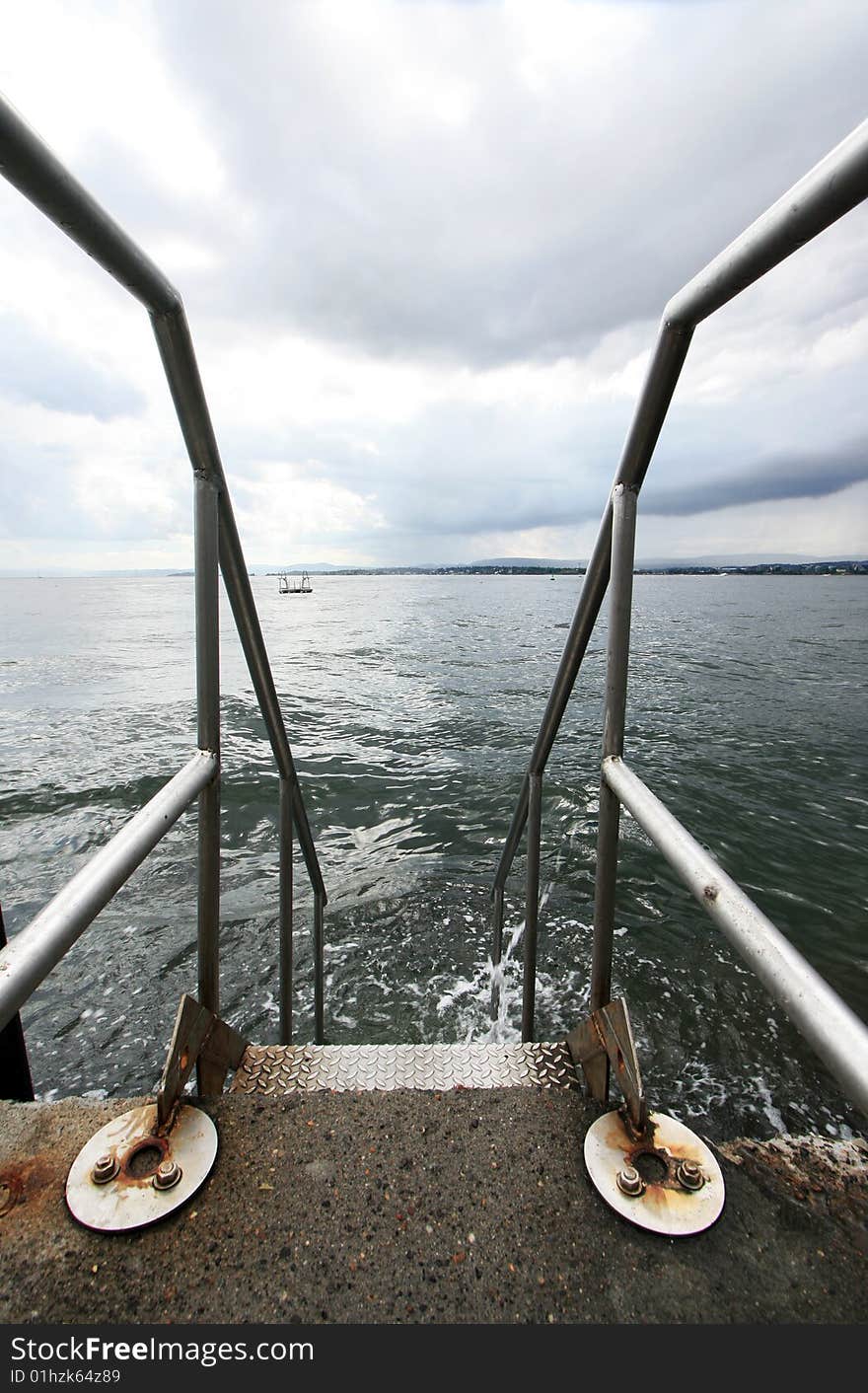 Ladder leading into the sea at swimming place