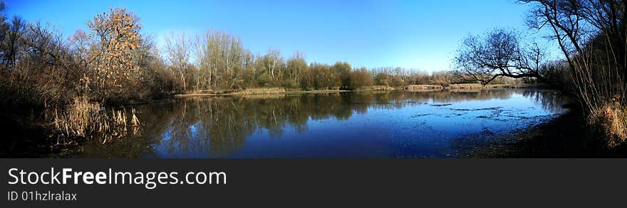 Panorama about an old lake. Panorama about an old lake.