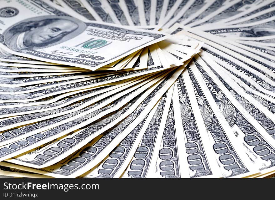 Closeup image of money , lots of 100 US dollar bills