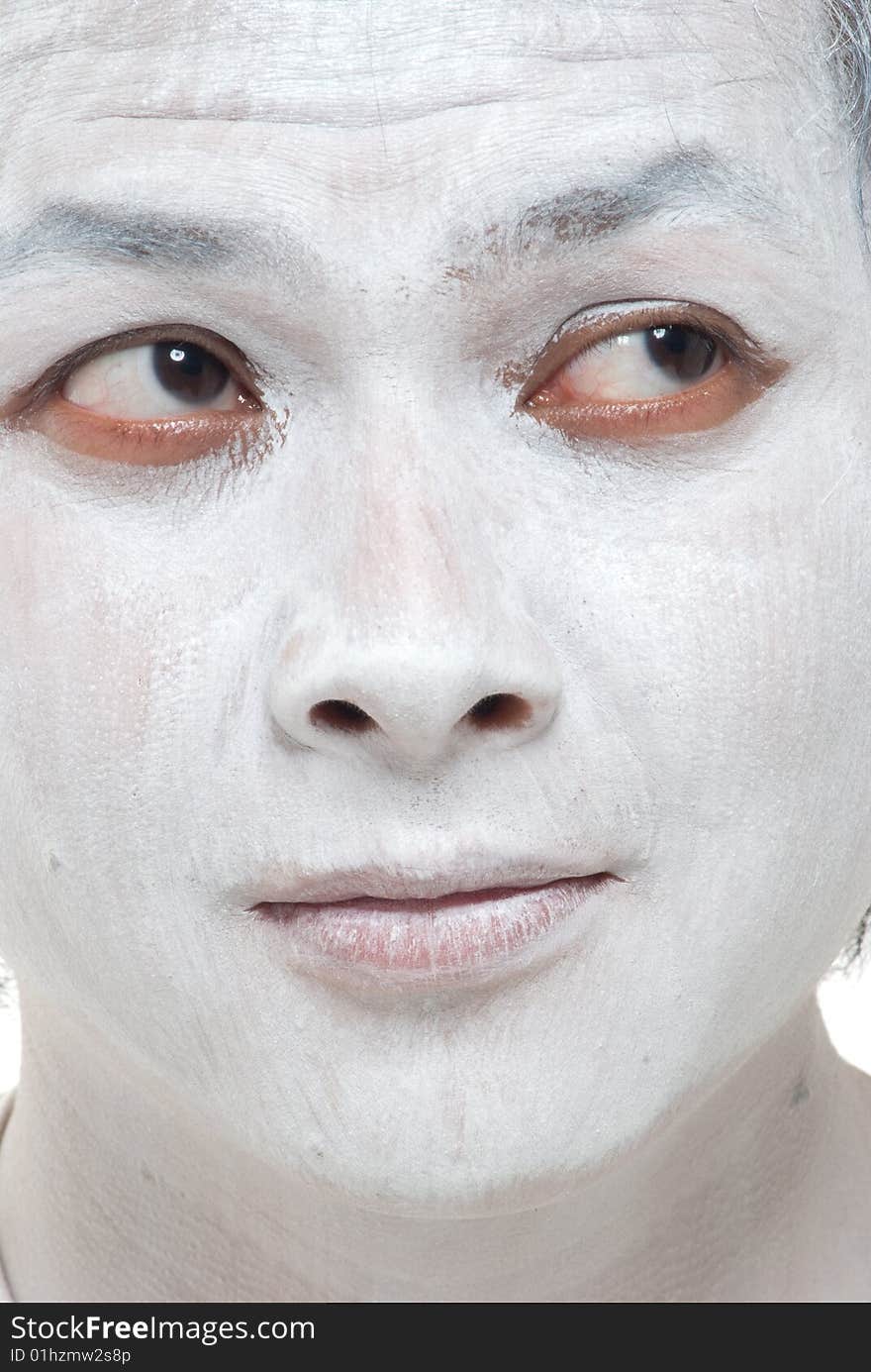 White makeup asian boy with different expressions