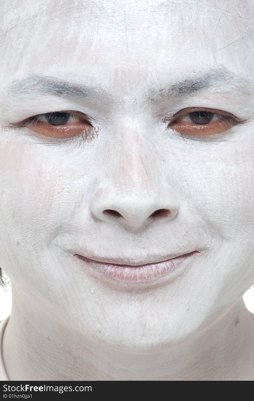 White makeup asian boy with different expressions