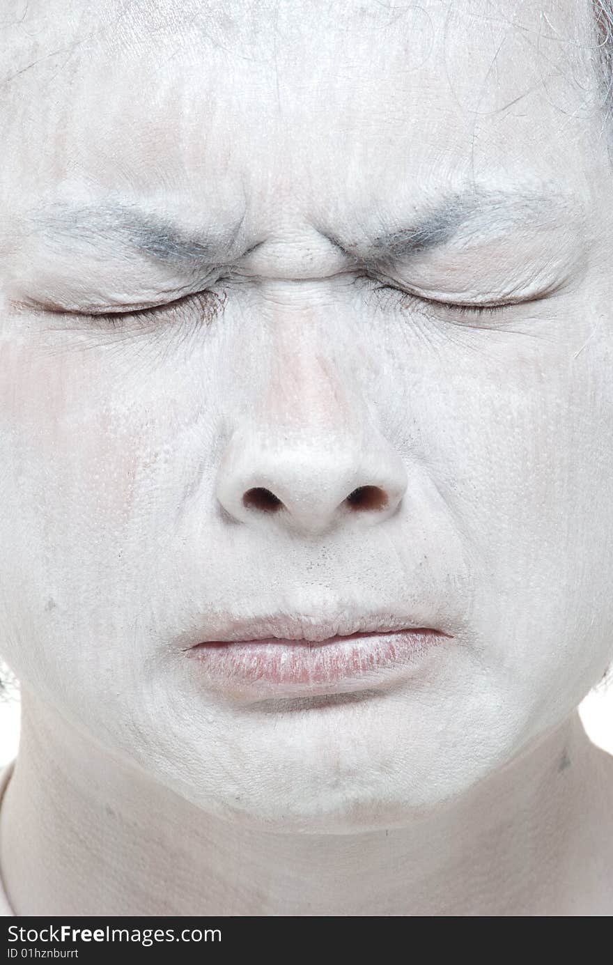 White Makeup Asian Boy With Different Expressions