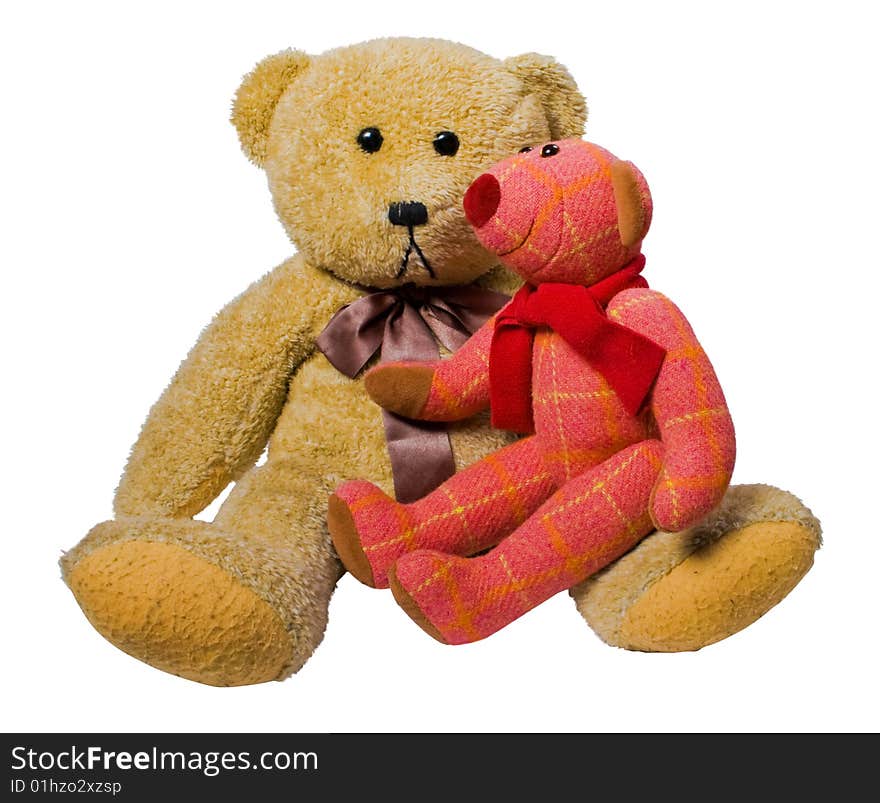 Couple of bears  isolated over white with clipping path