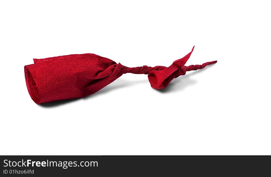 Red paper rose isolated over white