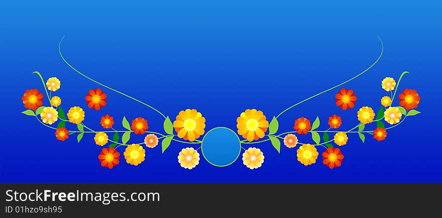 Flower composition on blue background. Flower composition on blue background