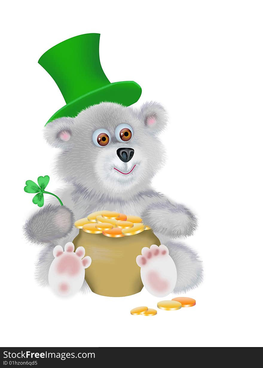 Plush bear with the pot of money