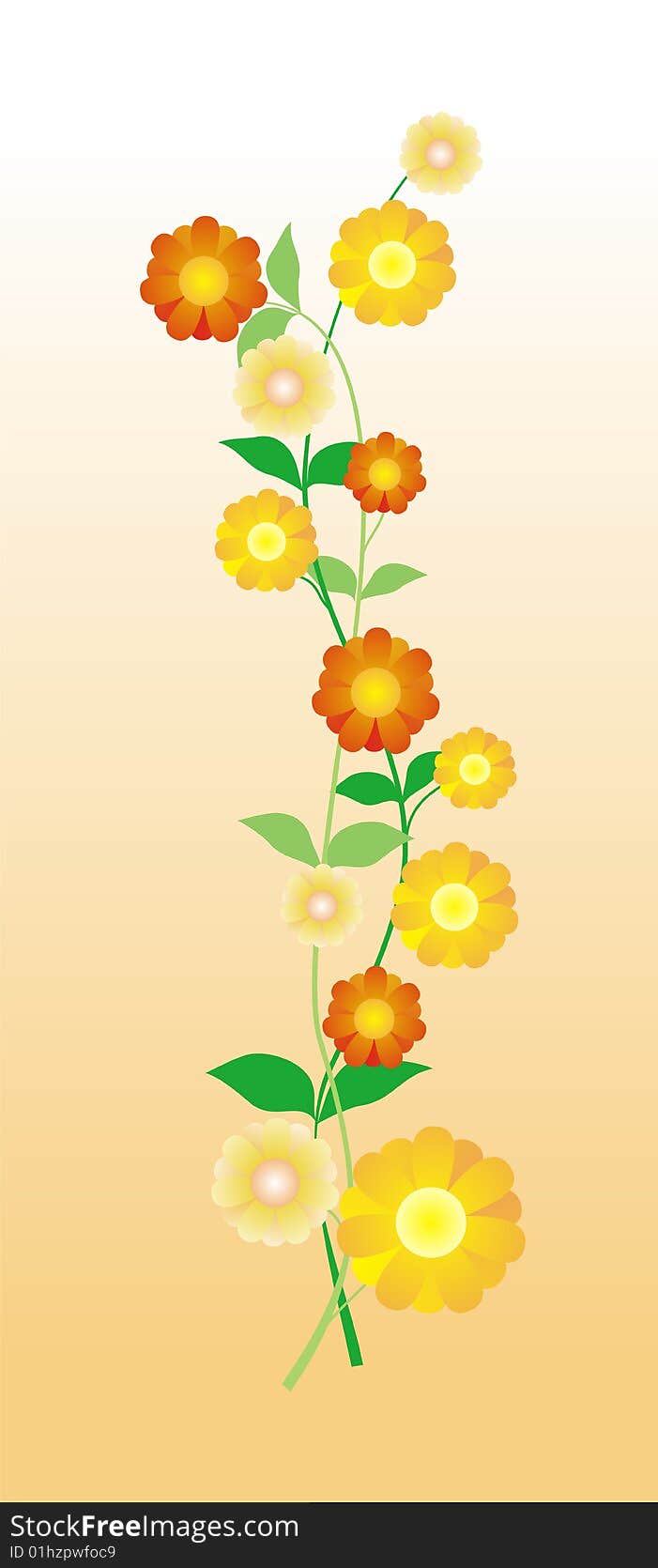 Flower blossoms on yellow background. Flower blossoms on yellow background