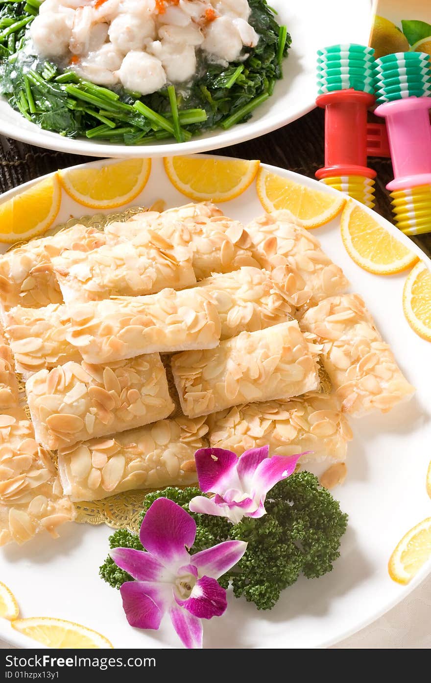 Chinese Almond, Cream, And Shrimp Rolls