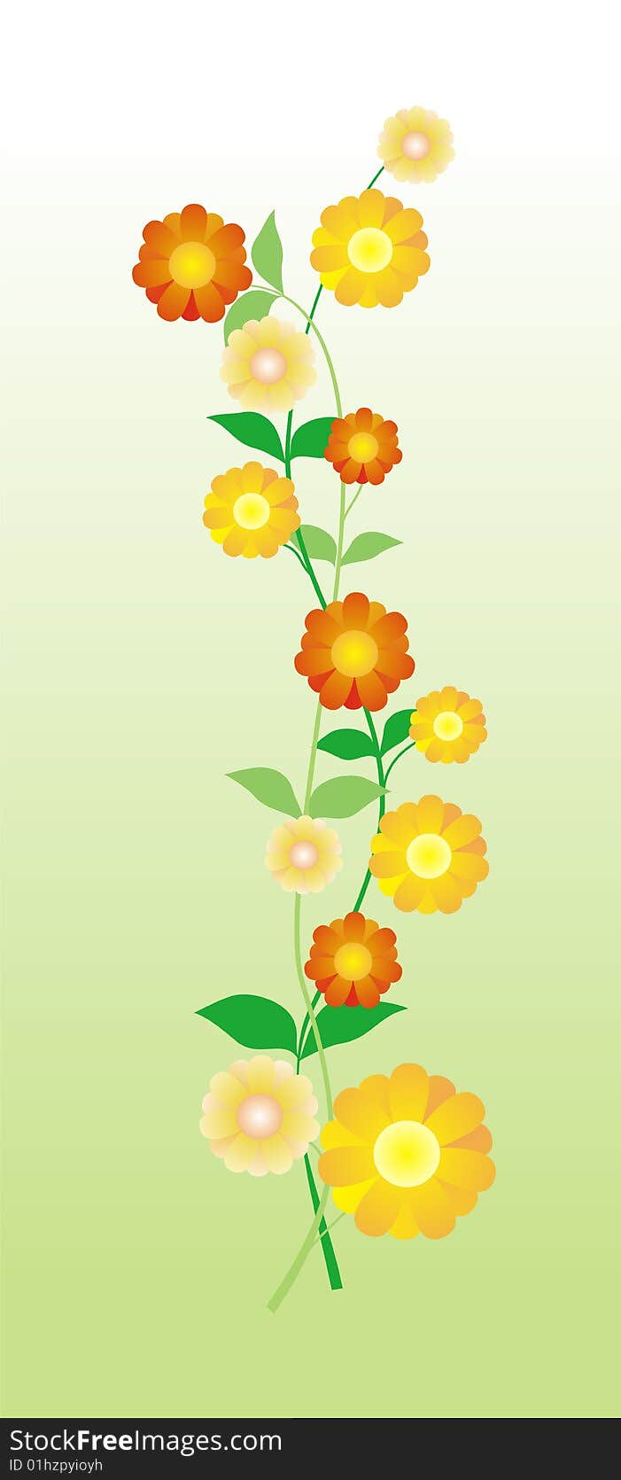 Illustration with flowers on green background