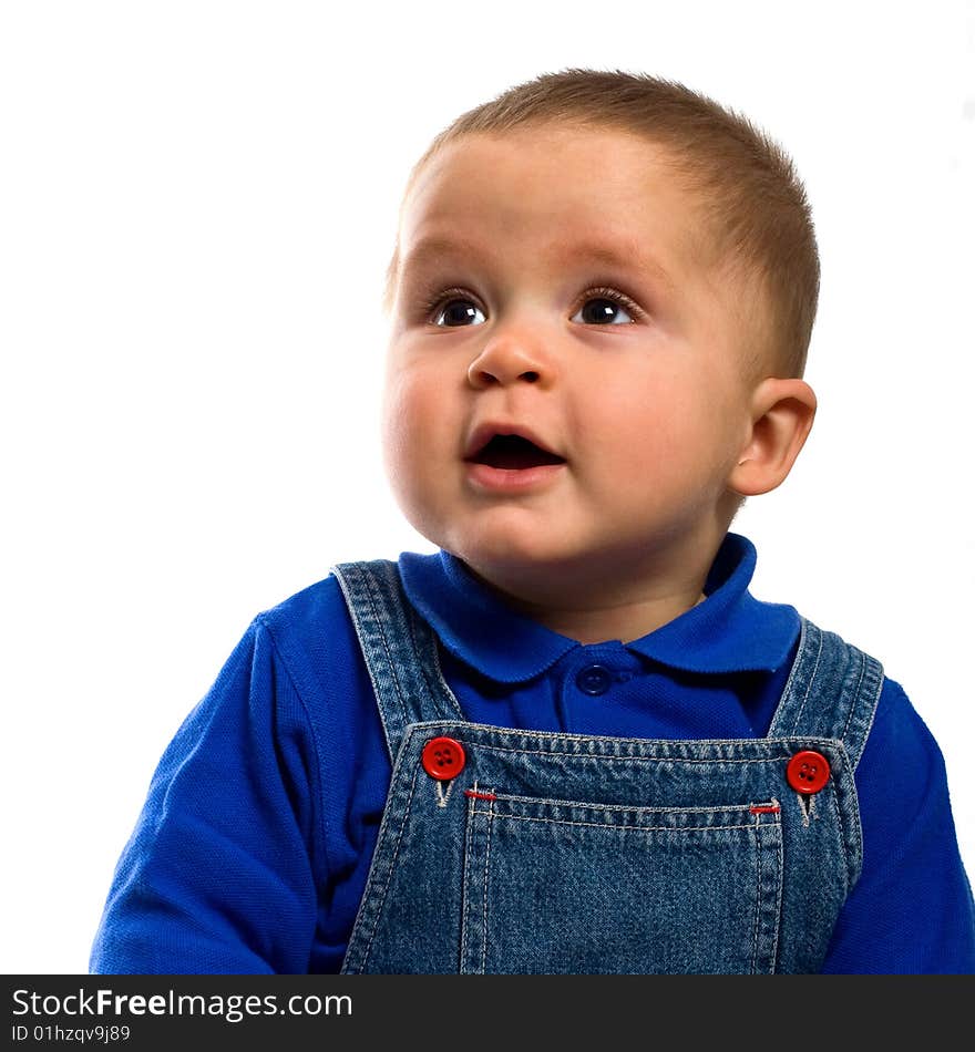 Sitting smile young boy in white background. Sitting smile young boy in white background