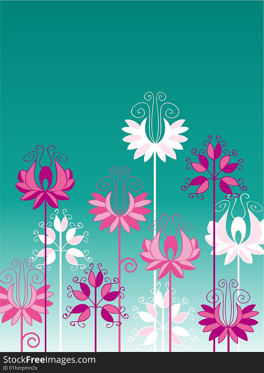 Beautiful colorful flowers on turquoise background. Beautiful colorful flowers on turquoise background.