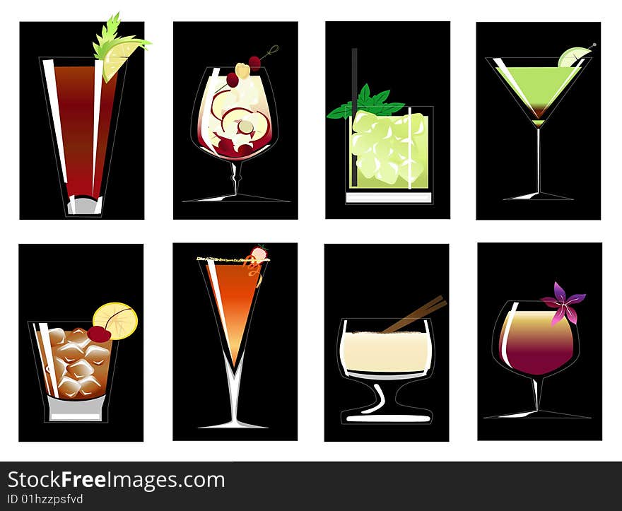 A set of some fine design cocktails. A set of some fine design cocktails