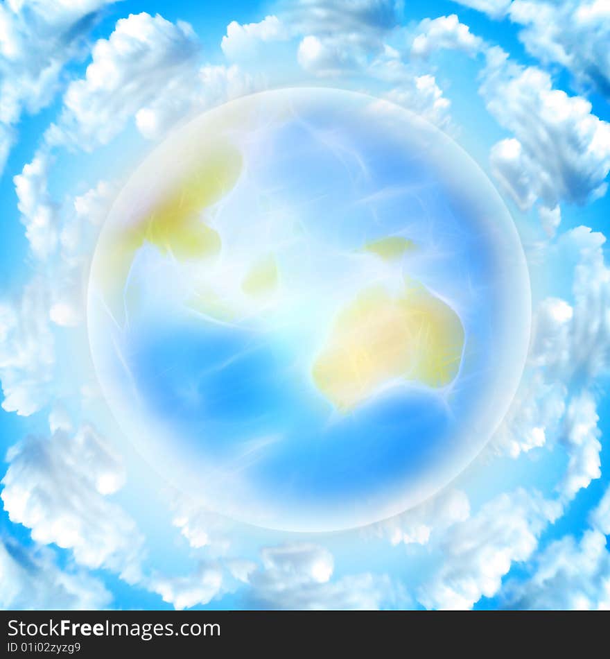 Abstract scene with globe on the background. Abstract scene with globe on the background