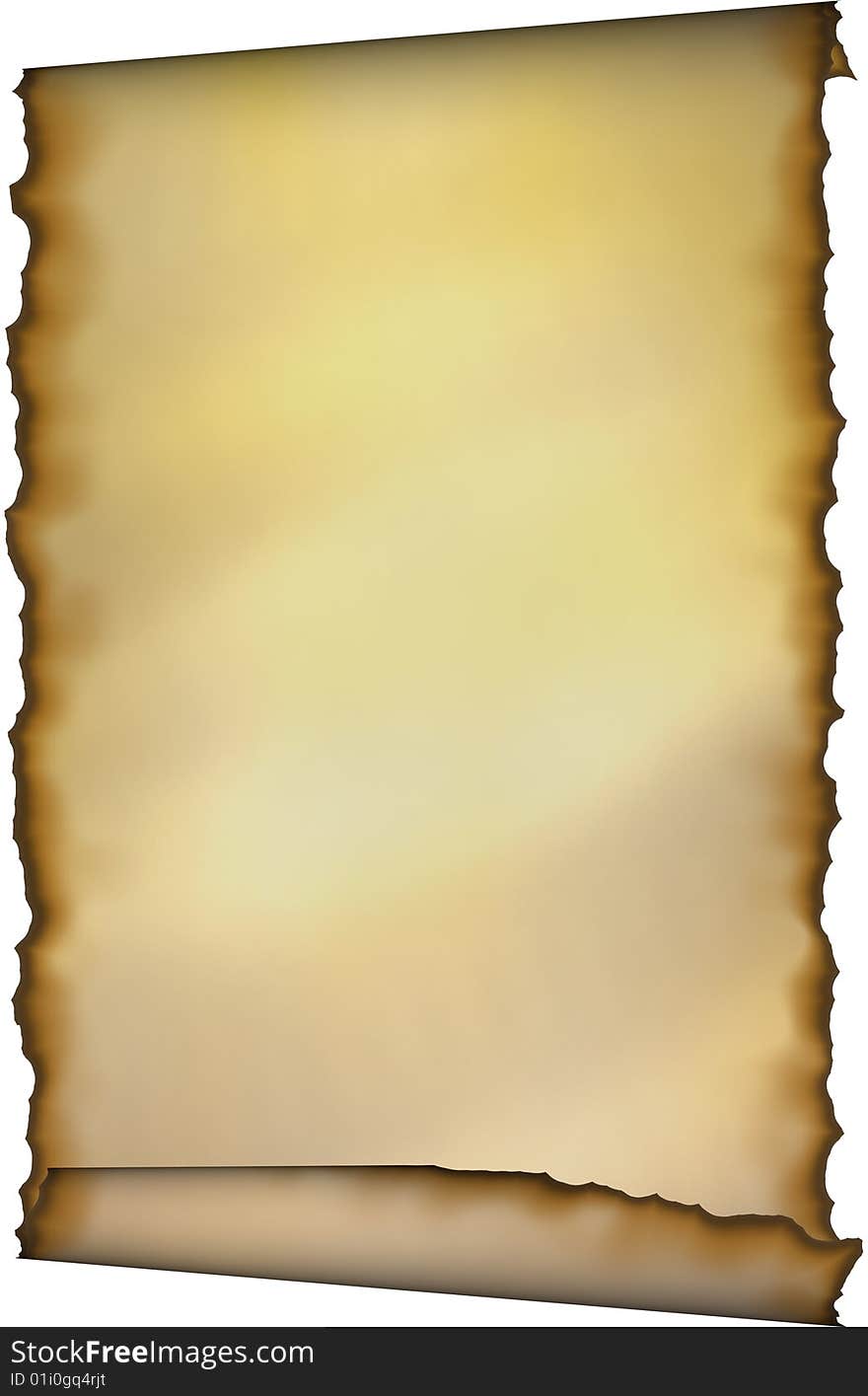 Old Scroll With Burnt Edges over White background