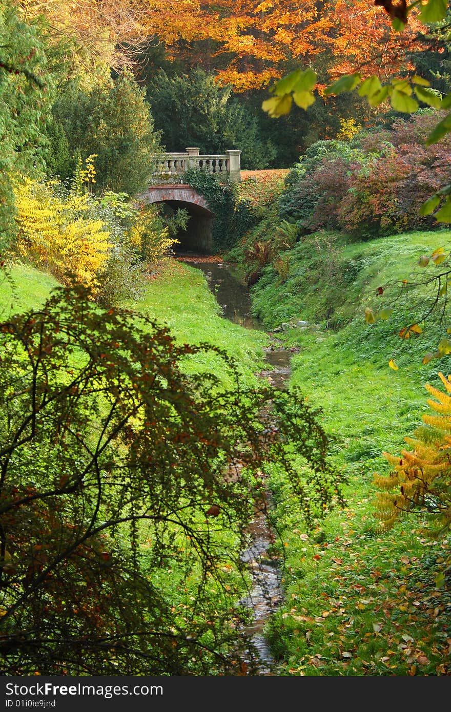 Beautiful autumn bridge in buchlovice. Beautiful autumn bridge in buchlovice